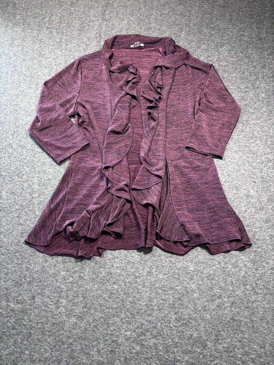 Jaipur Sweaters - Jaipur Plum Ruffled Open-Front Cardigan